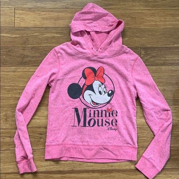 ☀️ 3/$36 or 2/$30 DISNEY Minnie Mouse Heathered Pink Hoodie sz Small - Picture 1 of 2